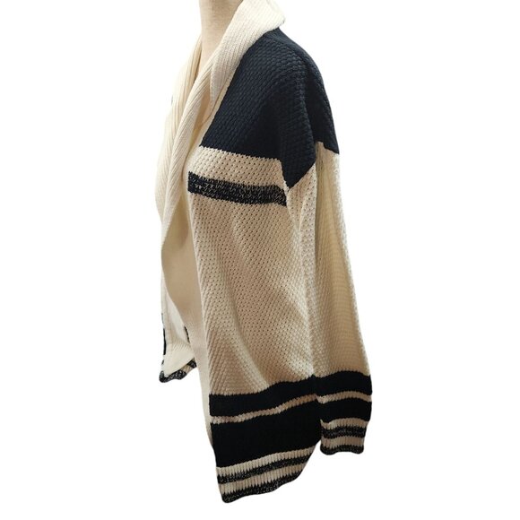Lea & Viola Womens Striped Open Front Cardigan Size XL Black & White - Picture 8 of 10